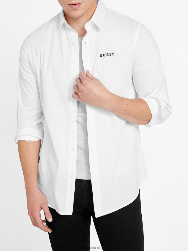 Guess colly vevd skjorte ren hvit Ren hvit menn F0LJ808200