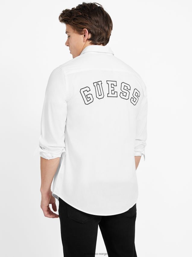 Guess colly vevd skjorte ren hvit Ren hvit menn F0LJ808200