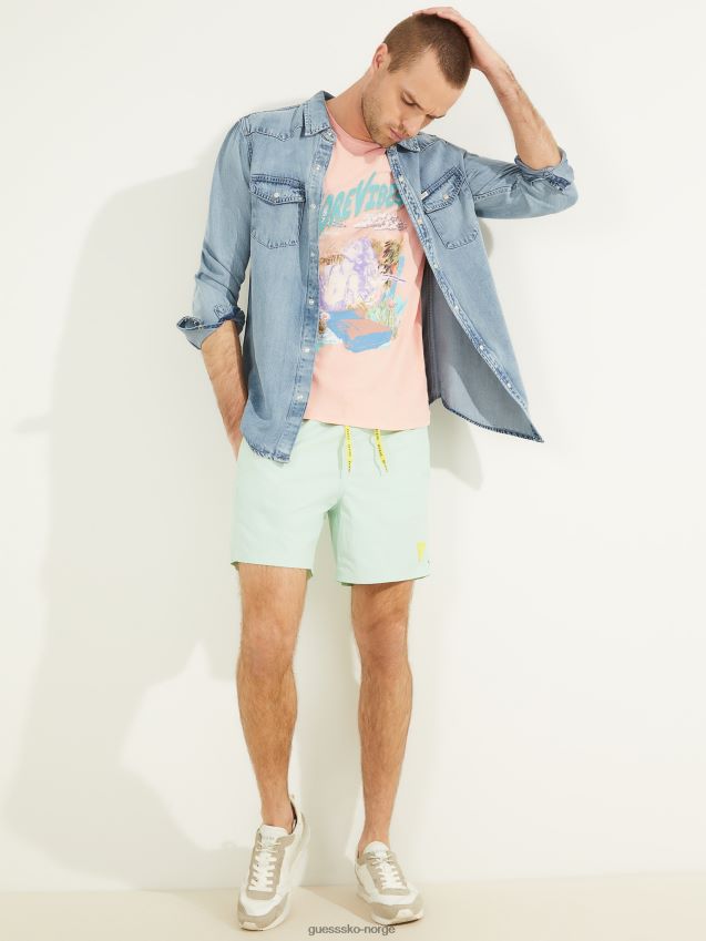 Guess denim slim-fit westernskjorte bluestar blå stjerne menn F0LJ8010721