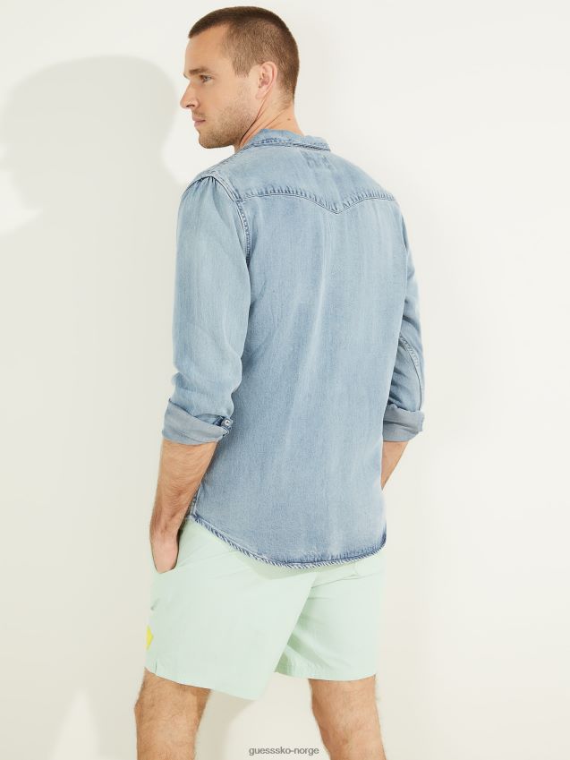 Guess denim slim-fit westernskjorte bluestar blå stjerne menn F0LJ8010721