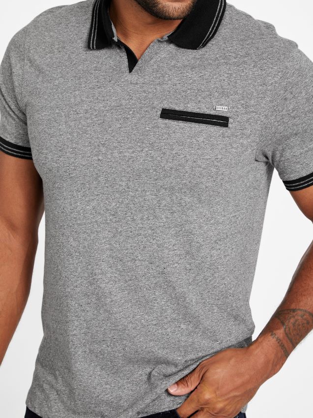 Guess denver johnny pocket polo jet black multi jet black multi menn F0LJ808050