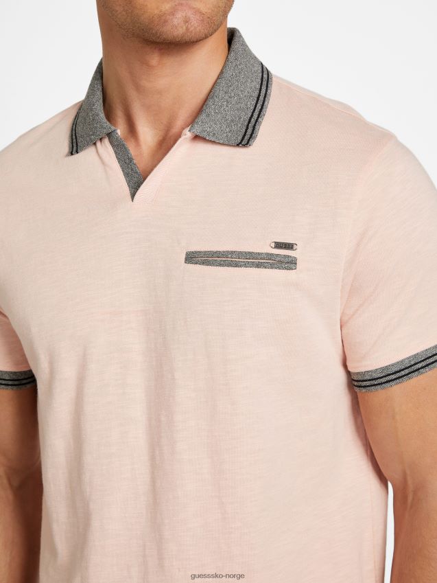 Guess denver johnny pocket polo vapor rose damp steg menn F0LJ808138