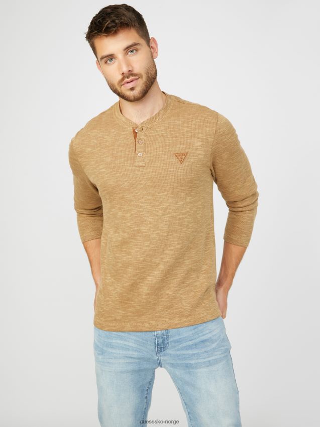 Guess dunston henley ristet taupe ristet taupe menn F0LJ808331