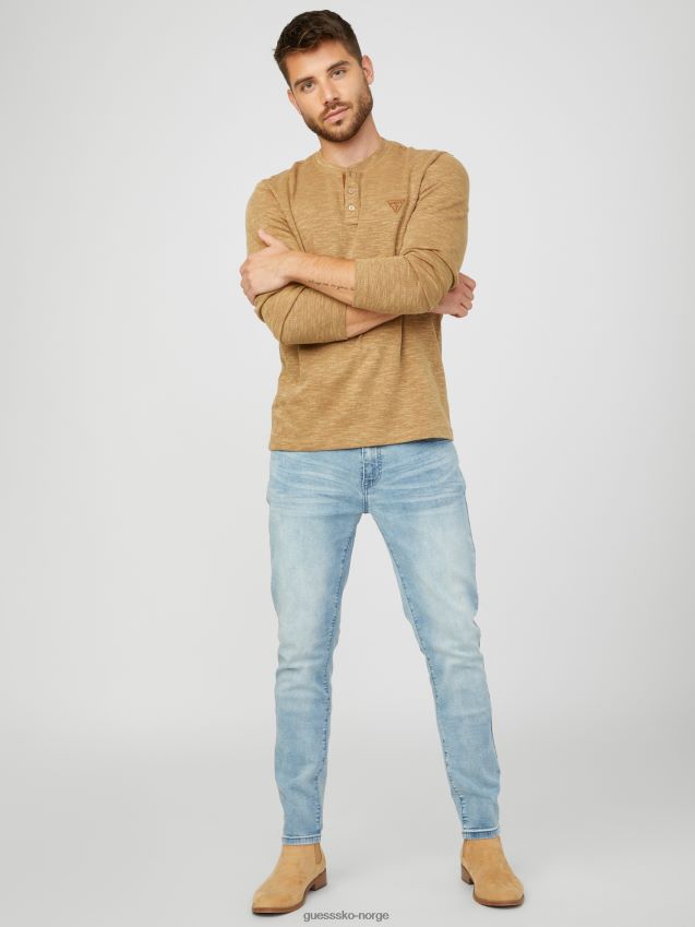 Guess dunston henley ristet taupe ristet taupe menn F0LJ808331