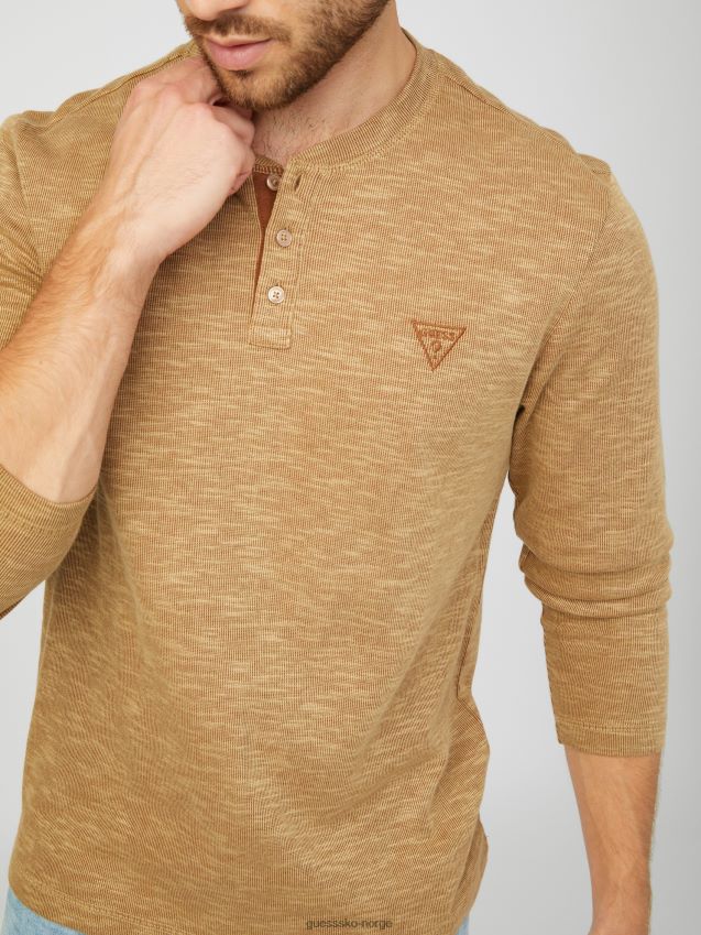 Guess dunston henley ristet taupe ristet taupe menn F0LJ808331