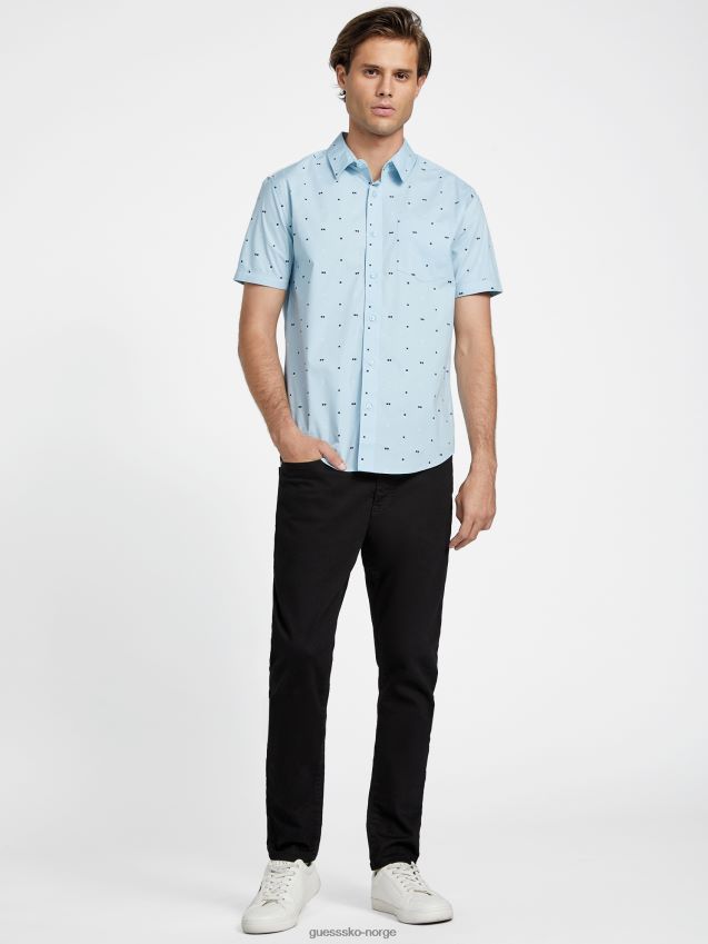 Guess dusan geometrisk trykt skjorte lunefull blå lunefull blå menn F0LJ808539
