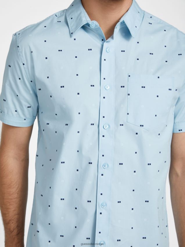 Guess dusan geometrisk trykt skjorte lunefull blå lunefull blå menn F0LJ808539