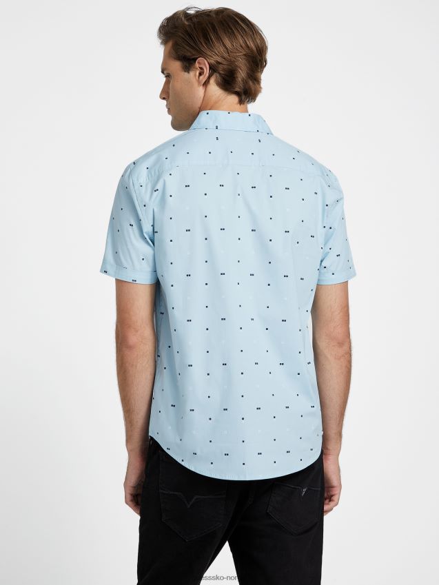 Guess dusan geometrisk trykt skjorte lunefull blå lunefull blå menn F0LJ808539