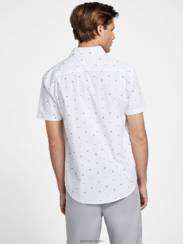Guess dusan geometrisk trykt skjorte ren hvit Ren hvit menn F0LJ808388