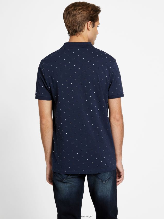 Guess eco dev geometrisk poloskjorte svertet blå svertet blå menn F0LJ808606