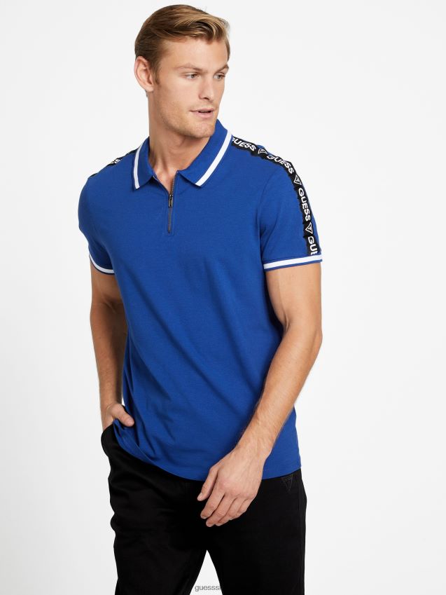 Guess eco jon zip polo admiral blå admiral blå menn F0LJ807928