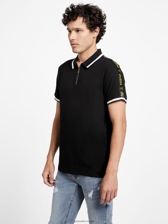 Guess eco jon zip polo jet black kulsvart menn F0LJ807858