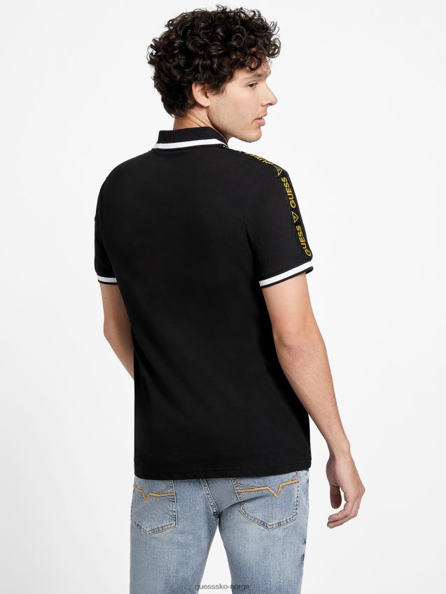 Guess eco jon zip polo jet black kulsvart menn F0LJ807858