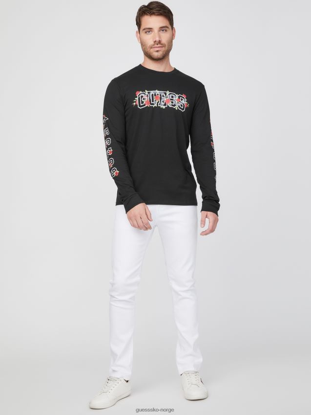 Guess eco knox logo crewneck jet black kulsvart menn F0LJ808185