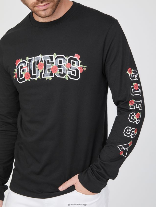 Guess eco knox logo crewneck jet black kulsvart menn F0LJ808185