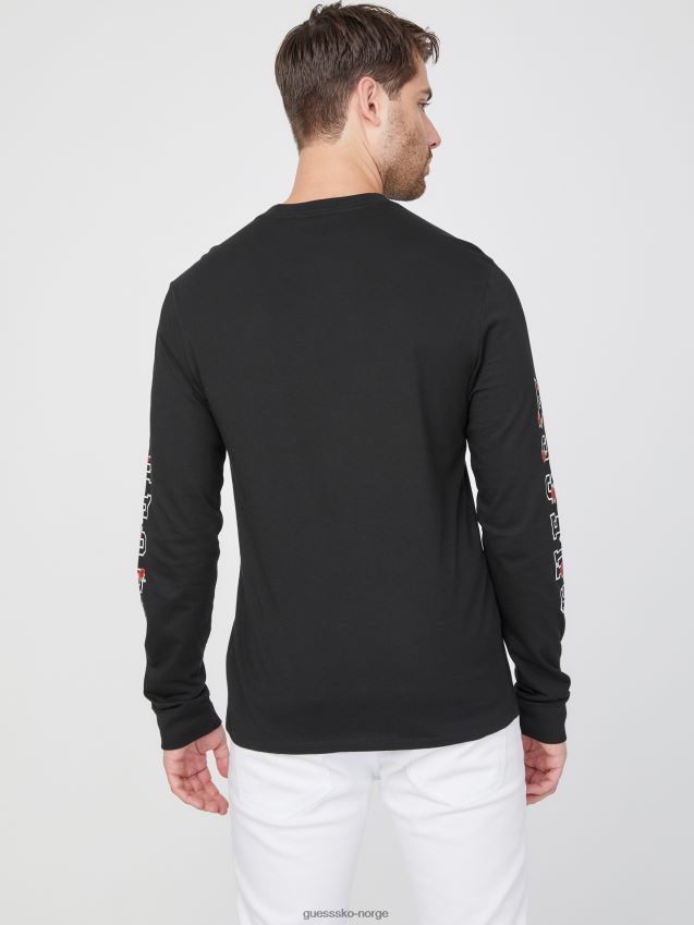 Guess eco knox logo crewneck jet black kulsvart menn F0LJ808185