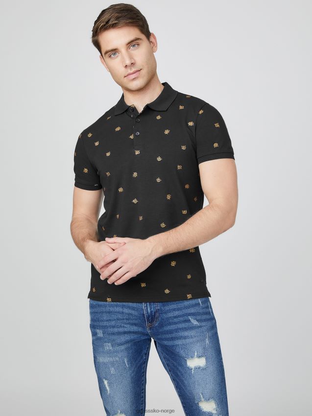 Guess fallan roser polo jet black kulsvart menn F0LJ808437