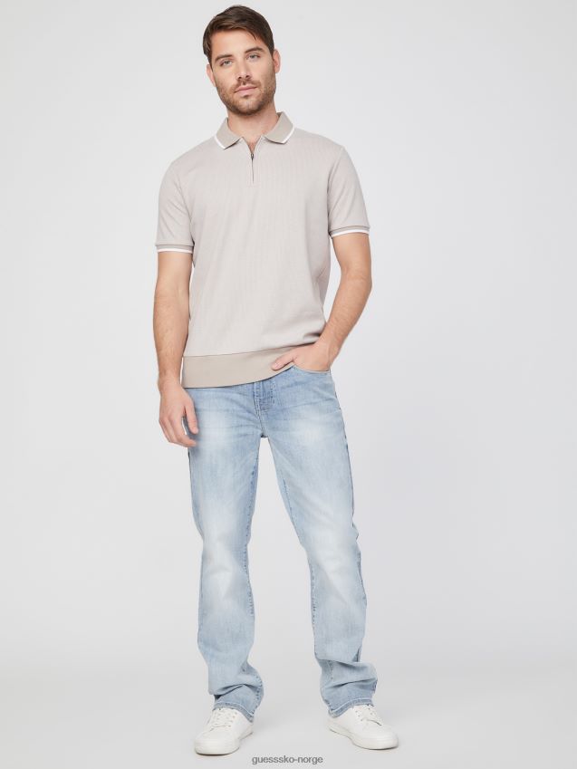 Guess fløyel taupe multihounds johnny polo med kvart glidelås fløyel taupe multi menn F0LJ808396