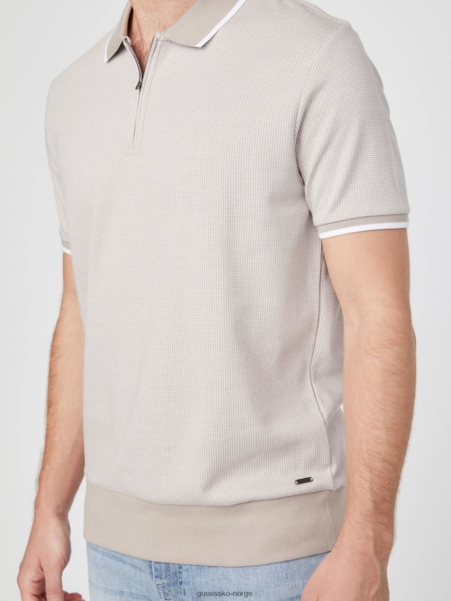 Guess fløyel taupe multihounds johnny polo med kvart glidelås fløyel taupe multi menn F0LJ808396