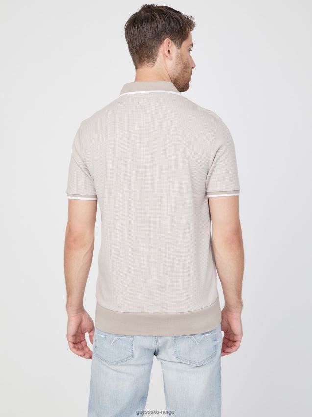 Guess fløyel taupe multihounds johnny polo med kvart glidelås fløyel taupe multi menn F0LJ808396