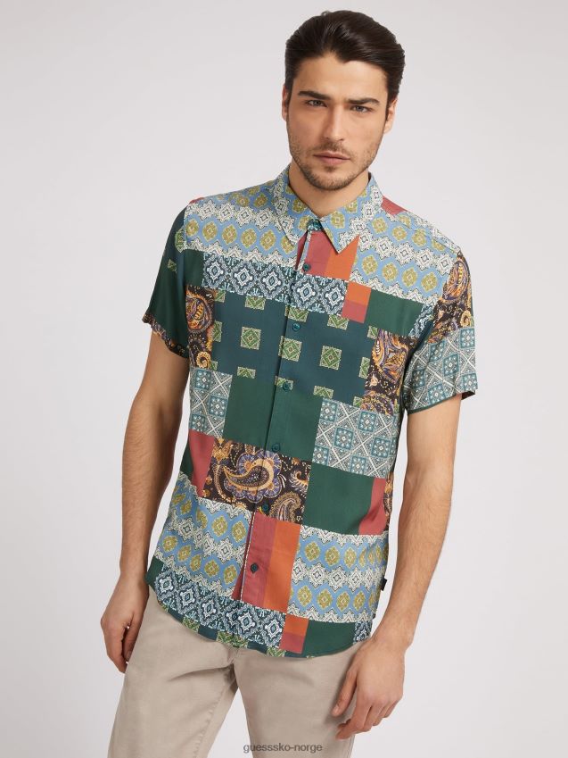Guess flerfarget skjorte med hele printet mønster flerfarget mønster menn F0LJ80385