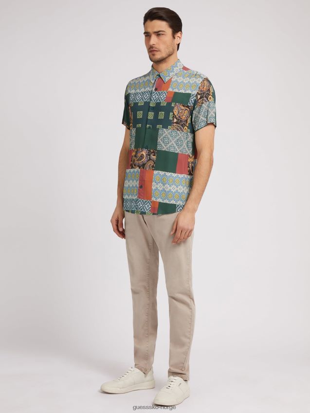 Guess flerfarget skjorte med hele printet mønster flerfarget mønster menn F0LJ80385