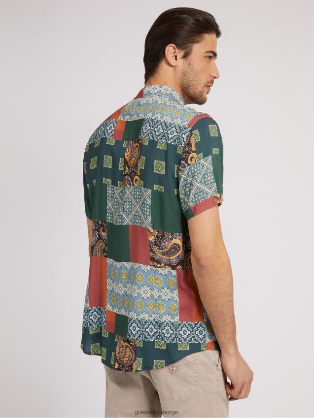Guess flerfarget skjorte med hele printet mønster flerfarget mønster menn F0LJ80385