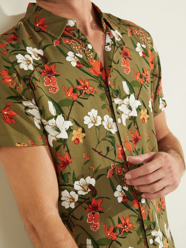 Guess floral fantasi all-over skjorte med blomstertrykk blomsterfantasi menn F0LJ801519