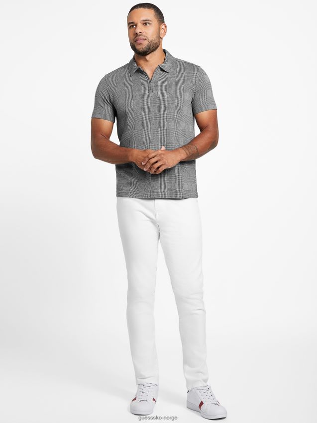 Guess fort rutete zip polo grå rutete grå pledd menn F0LJ808176