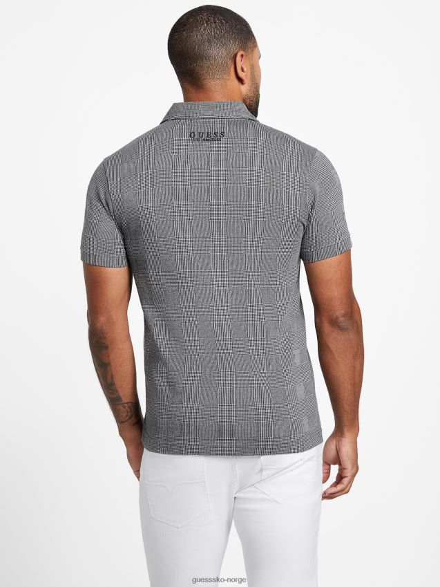 Guess fort rutete zip polo grå rutete grå pledd menn F0LJ808176