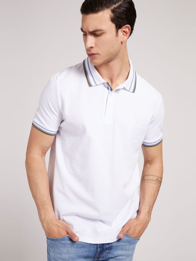 Guess front logo polo hvit hvit menn F0LJ801275