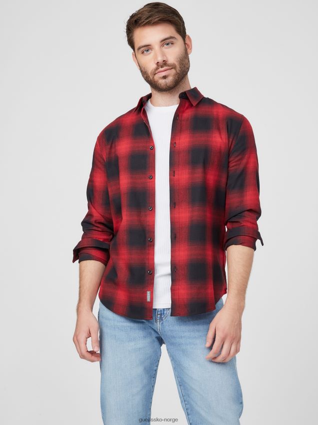 Guess gaja rutete rutete skjorte kulsort kulsvart menn F0LJ808265