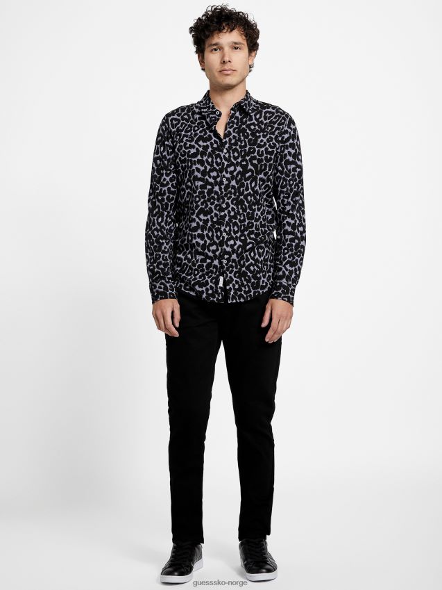Guess grå magnet rocki skjorte med dyreprint grå magnet menn F0LJ807980