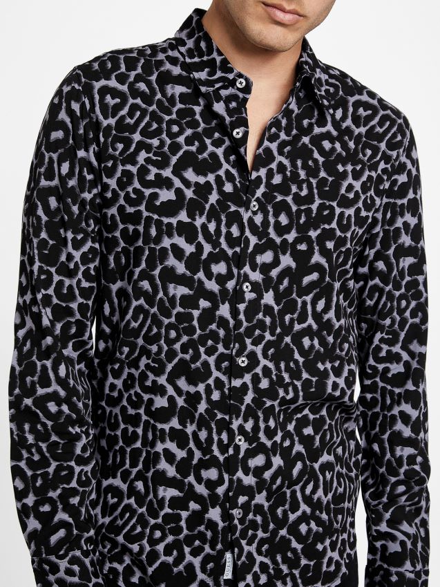 Guess grå magnet rocki skjorte med dyreprint grå magnet menn F0LJ807980