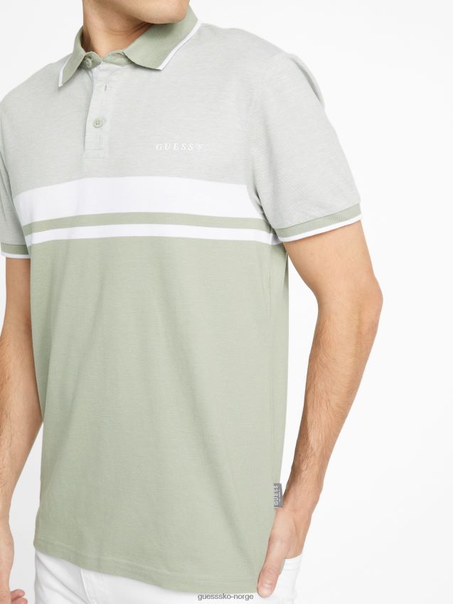 Guess grønn balsam multi eco kai fargeblokk polo grønn balsam multi menn F0LJ808591