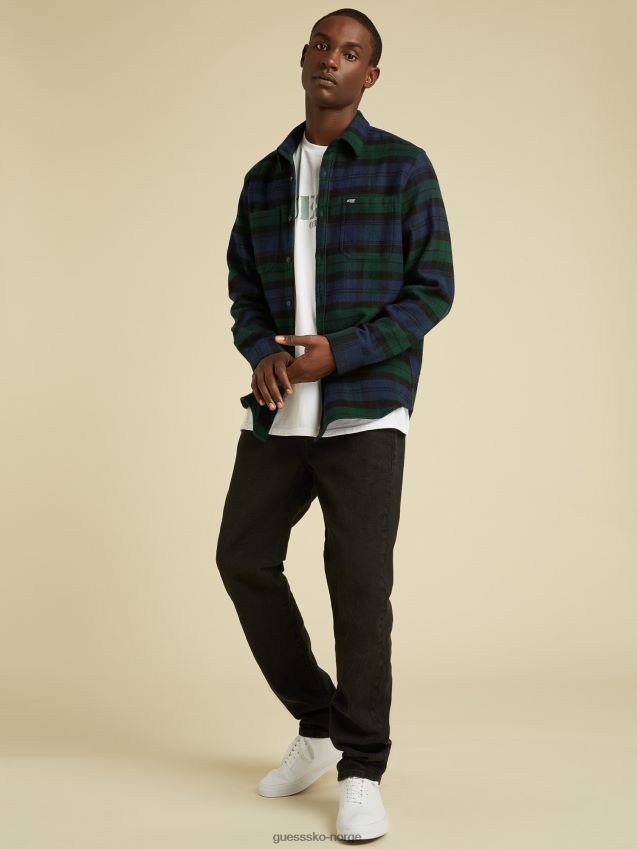 Guess grønn flerrutete skjorte grønn multi menn F0LJ801177