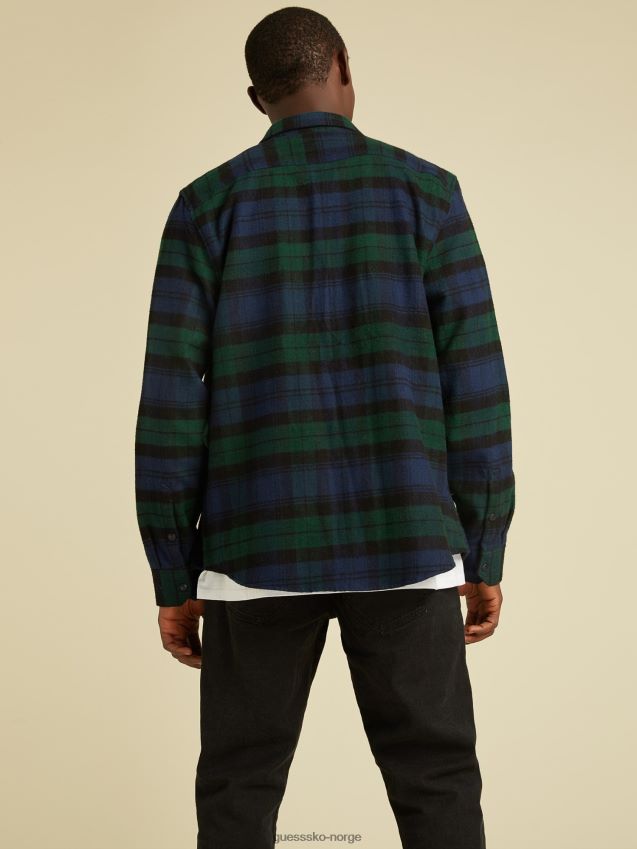 Guess grønn flerrutete skjorte grønn multi menn F0LJ801177
