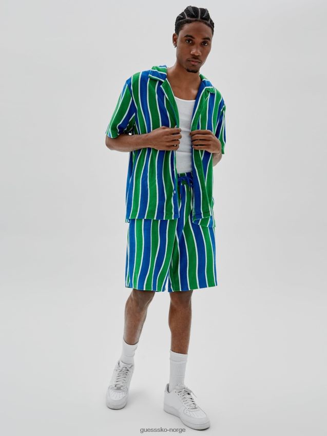 Guess grønn flerstripet skjorte grønn multi menn F0LJ80152