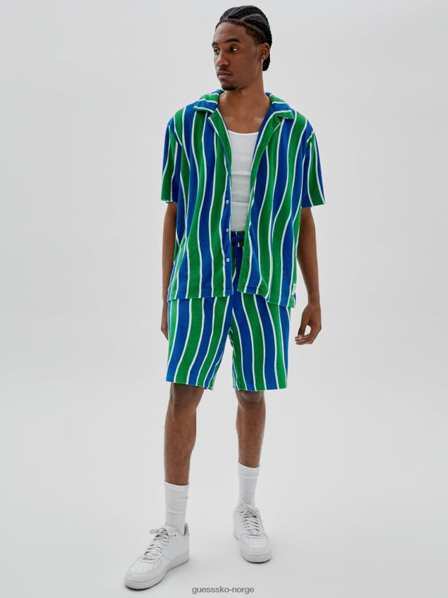 Guess grønn flerstripet skjorte grønn multi menn F0LJ80152