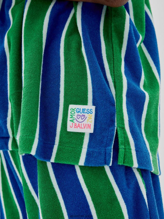 Guess grønn flerstripet skjorte grønn multi menn F0LJ80152