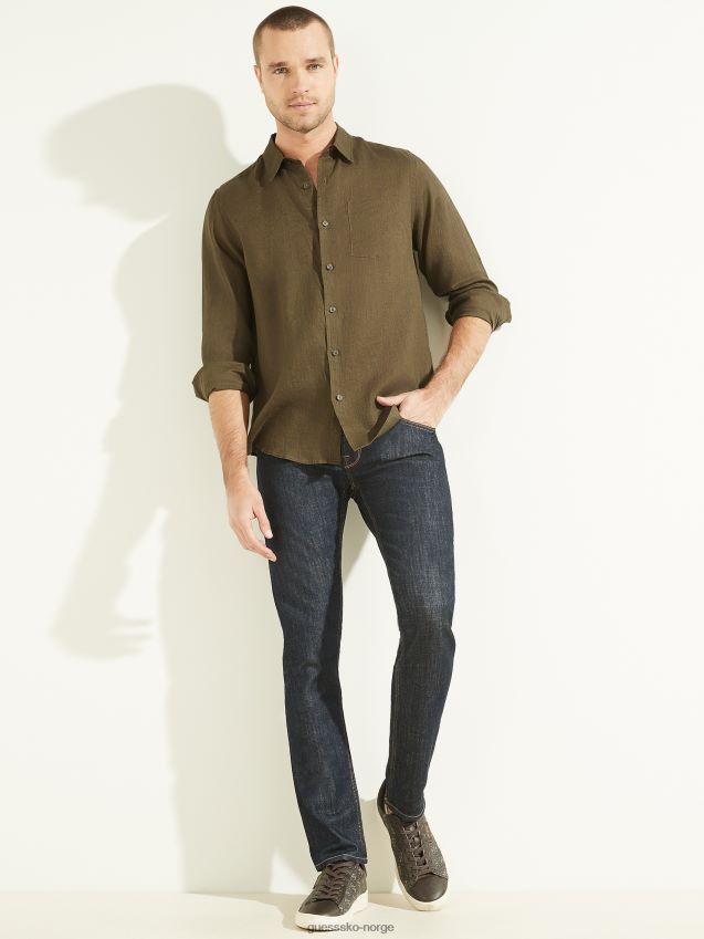 Guess grønn kantine eco island linskjorte grønn kantine menn F0LJ8010735