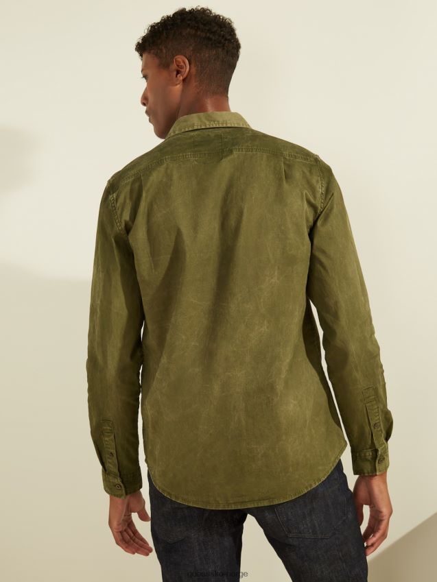 Guess grønne slanke skjortelommer grønn menn F0LJ801017