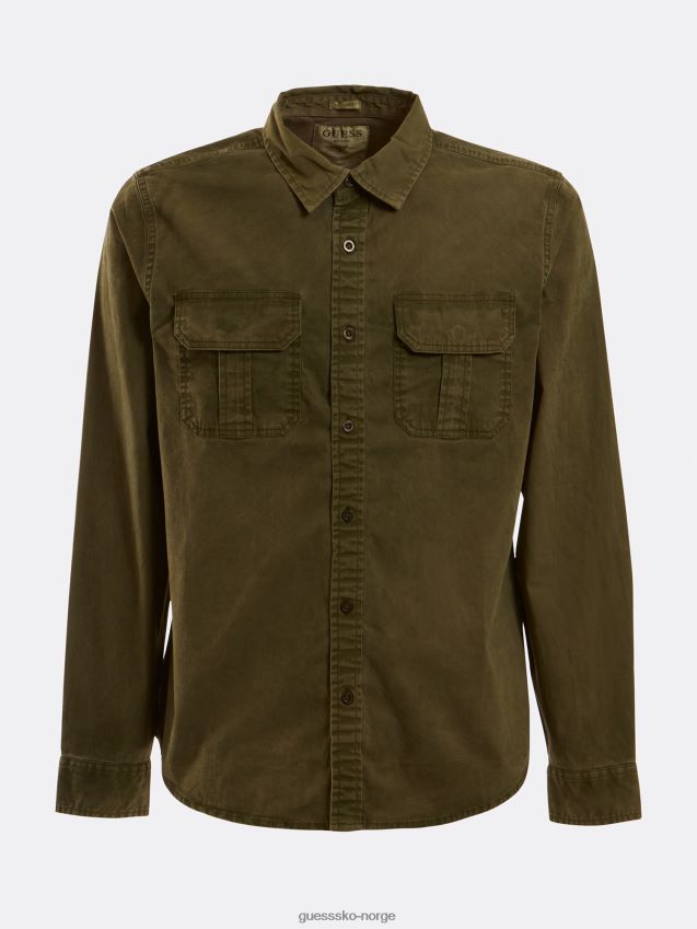 Guess grønne slanke skjortelommer grønn menn F0LJ801017