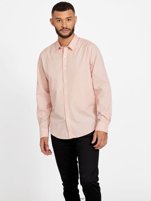 Guess greyjoy teksturert skjorte vapor rose damp steg menn F0LJ808577