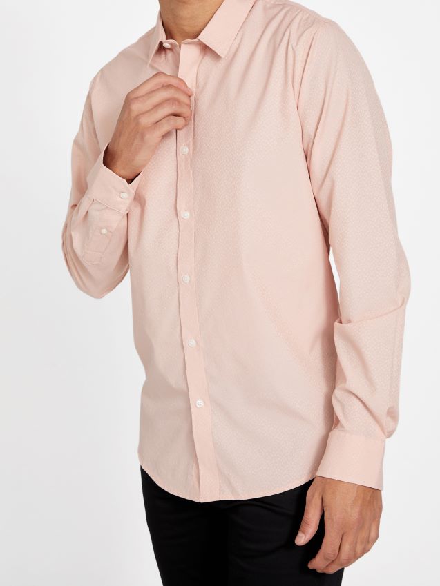 Guess greyjoy teksturert skjorte vapor rose damp steg menn F0LJ808577