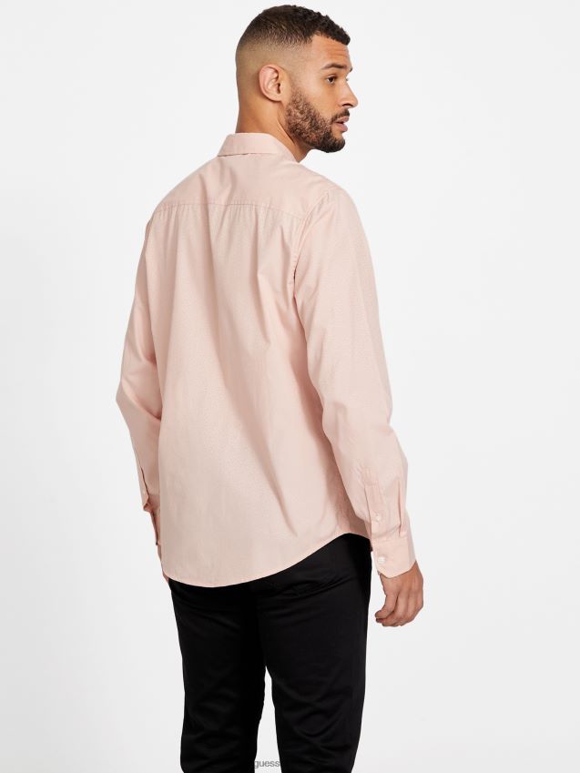 Guess greyjoy teksturert skjorte vapor rose damp steg menn F0LJ808577