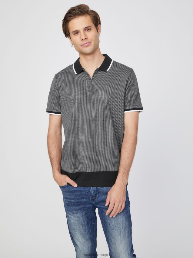 Guess hounds quarter-zip johnny polo jet black multi jet black multi menn F0LJ808397