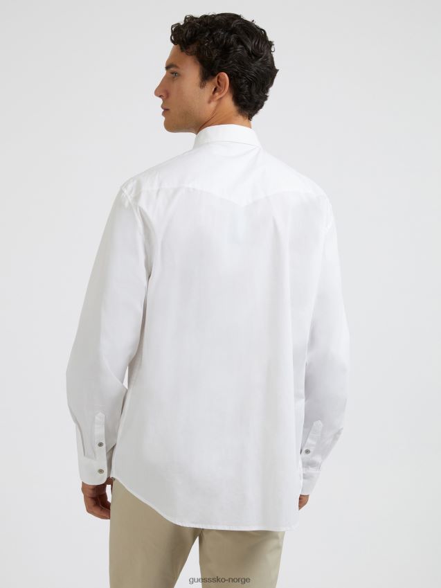 Guess hvit bomullsskjorte med normal passform hvit menn F0LJ80770