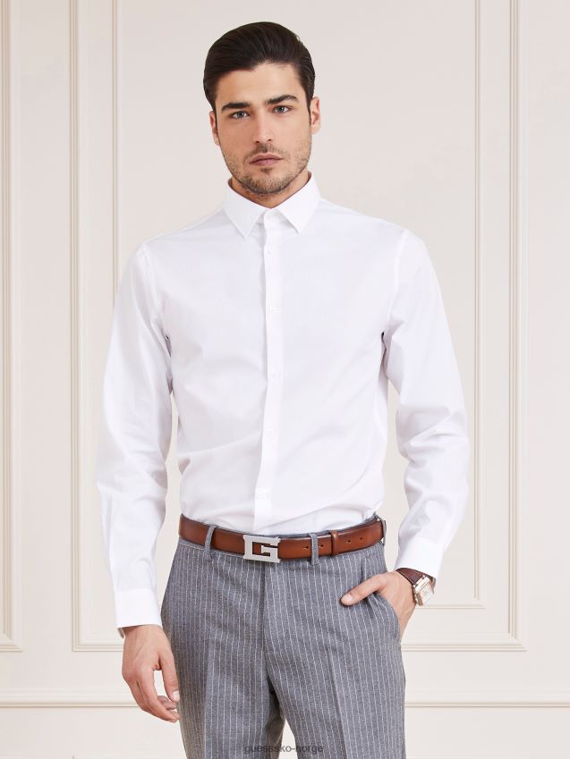 Guess hvit marciano slim fit skjorte hvit menn F0LJ80551