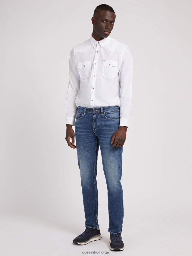 Guess hvit skjorte foran med lommer hvit menn F0LJ80158